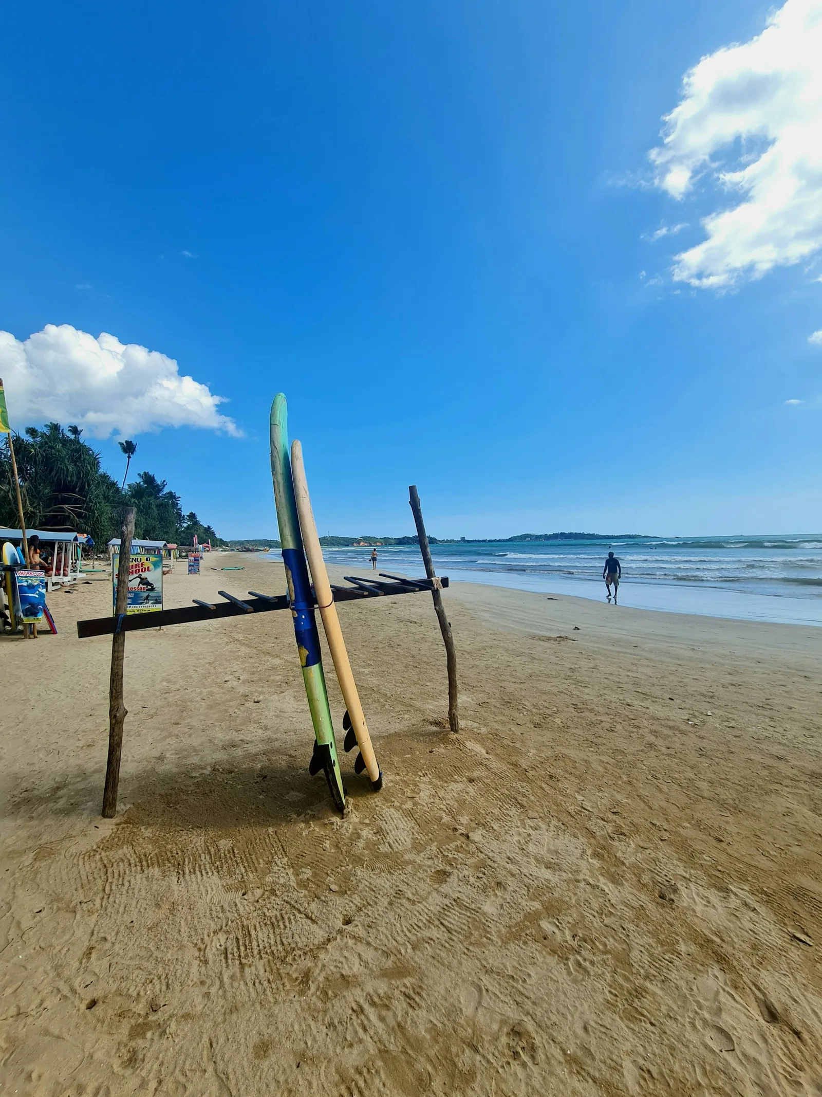 Surfboards on the beach at Weligama